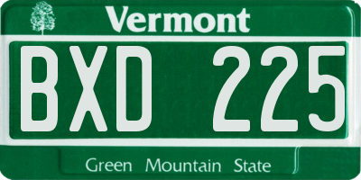VT license plate BXD225