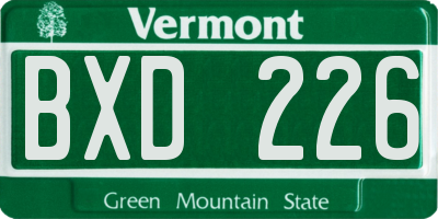 VT license plate BXD226