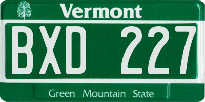 VT license plate BXD227
