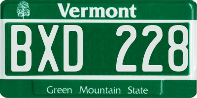 VT license plate BXD228