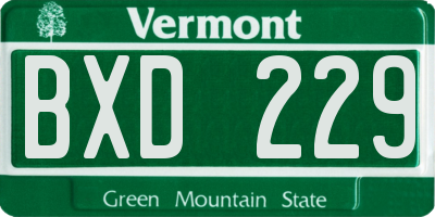VT license plate BXD229