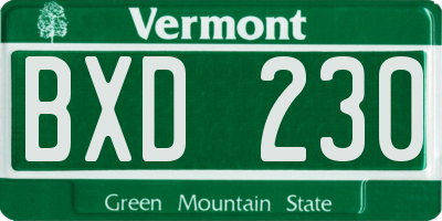 VT license plate BXD230