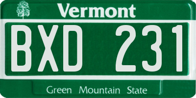 VT license plate BXD231