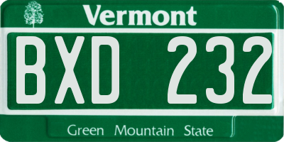 VT license plate BXD232