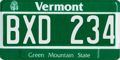 VT license plate BXD234
