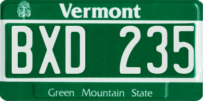 VT license plate BXD235