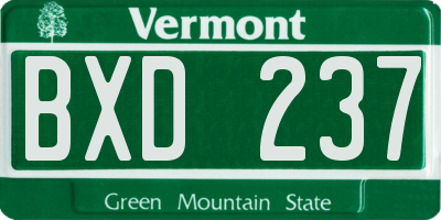 VT license plate BXD237