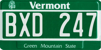 VT license plate BXD247