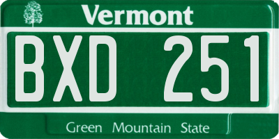 VT license plate BXD251
