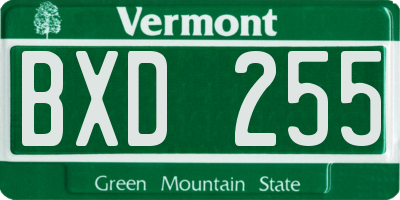 VT license plate BXD255