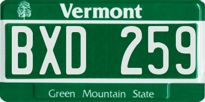VT license plate BXD259
