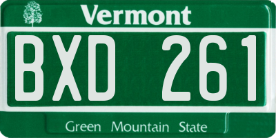VT license plate BXD261
