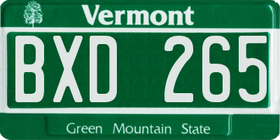 VT license plate BXD265