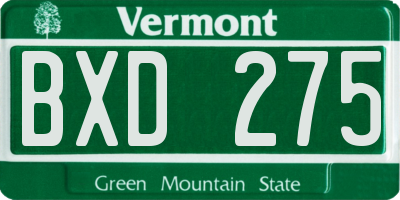 VT license plate BXD275