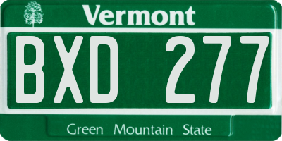 VT license plate BXD277