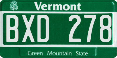 VT license plate BXD278
