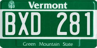 VT license plate BXD281