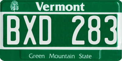 VT license plate BXD283