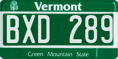 VT license plate BXD289