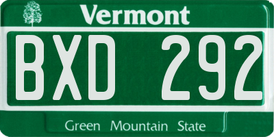 VT license plate BXD292
