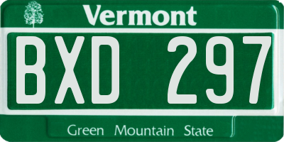 VT license plate BXD297