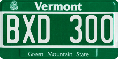VT license plate BXD300