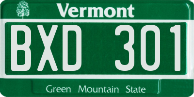 VT license plate BXD301