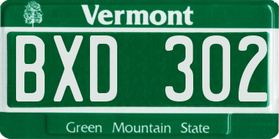 VT license plate BXD302