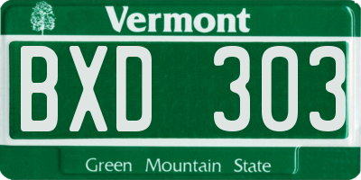 VT license plate BXD303