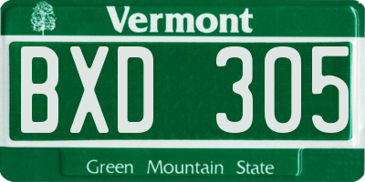 VT license plate BXD305
