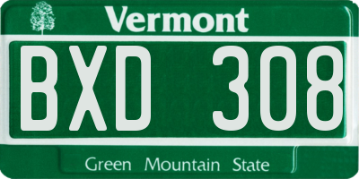 VT license plate BXD308