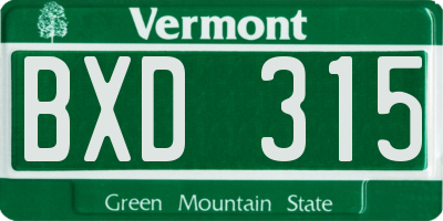 VT license plate BXD315