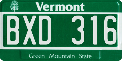 VT license plate BXD316