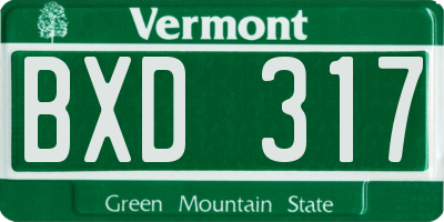 VT license plate BXD317