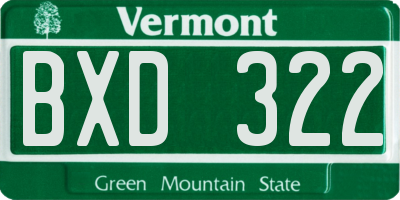 VT license plate BXD322