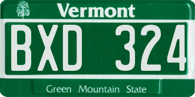 VT license plate BXD324