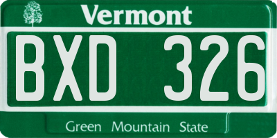 VT license plate BXD326