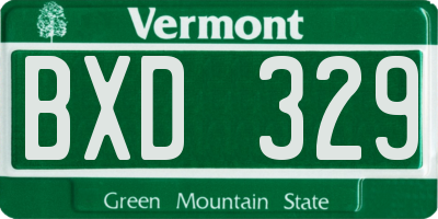 VT license plate BXD329