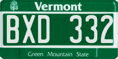 VT license plate BXD332