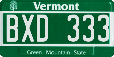 VT license plate BXD333