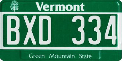 VT license plate BXD334
