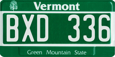 VT license plate BXD336