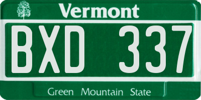 VT license plate BXD337