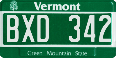 VT license plate BXD342