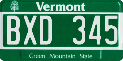 VT license plate BXD345