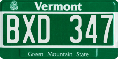 VT license plate BXD347