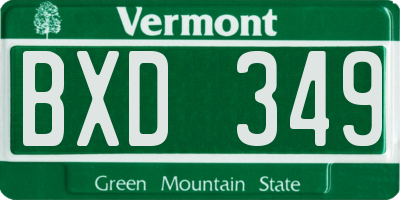 VT license plate BXD349