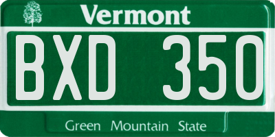 VT license plate BXD350