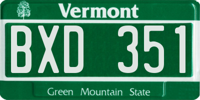 VT license plate BXD351