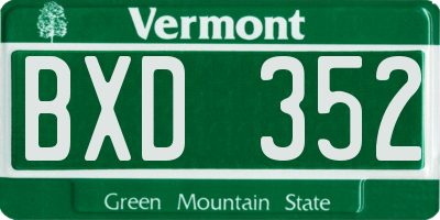 VT license plate BXD352